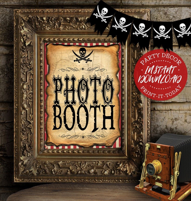 Pirate Party Poster, Photo Booth, Sign, Decorations, Decor, Printable, Birthday Party, Printable, Instant Download, Print At Home, Digital Files