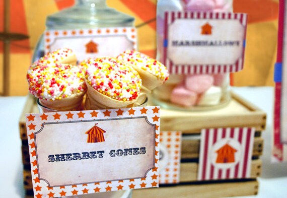 Vintage Circus Party Labels Instant Download Editable Etsy