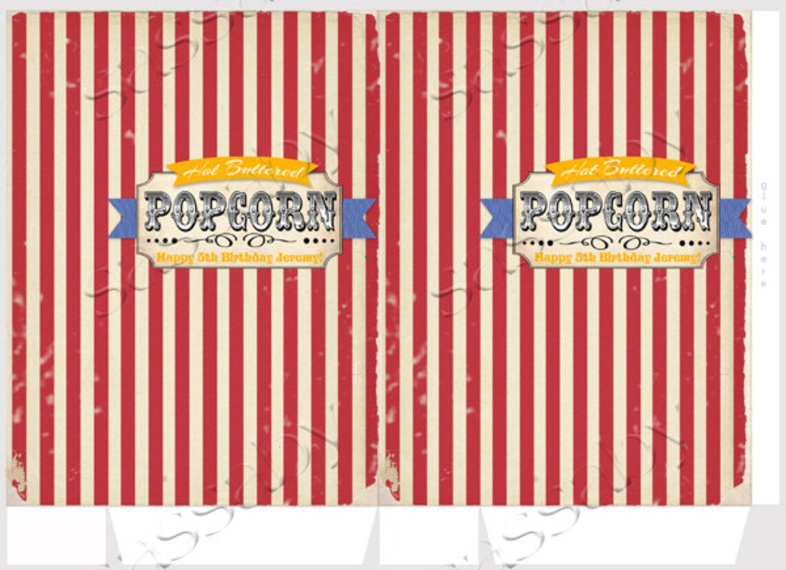Popcorn Bag Printable Template INSTANT DOWNLOAD Circus Etsy Espa a
