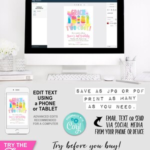 Popsicle Party Invitation, Two Cool, 2nd Birthday, Girls Invite, Summer, Ice Cream, Icy Pole, Instant Download, Printable Birthday, Pool, Swimming, Rainbow Colors, Print Yourself