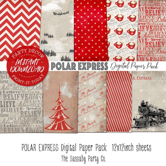 Polar Express Digital Papers Pack INSTANT DOWNLOAD Scrapbooking