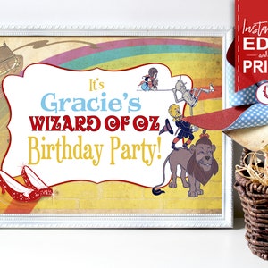 Wizard of Oz Party Sign - INSTANT DOWNLOAD - Edit & Print Birthday Decor, Poster, Welcome, Decor, Rainbow, Ruby Slippers, Yellow Brick Road