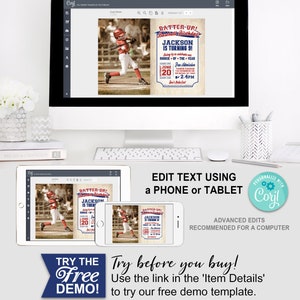 Baseball Photo Invitation, Upload Your Picture Invite, Any Age, All-Star, Edit Text, Editable, Take Me Out To The Ballgame, Play Ball, Home Run, Welcome Sign, Decor, Decorations, Instant Download, Printable, Print Yourself