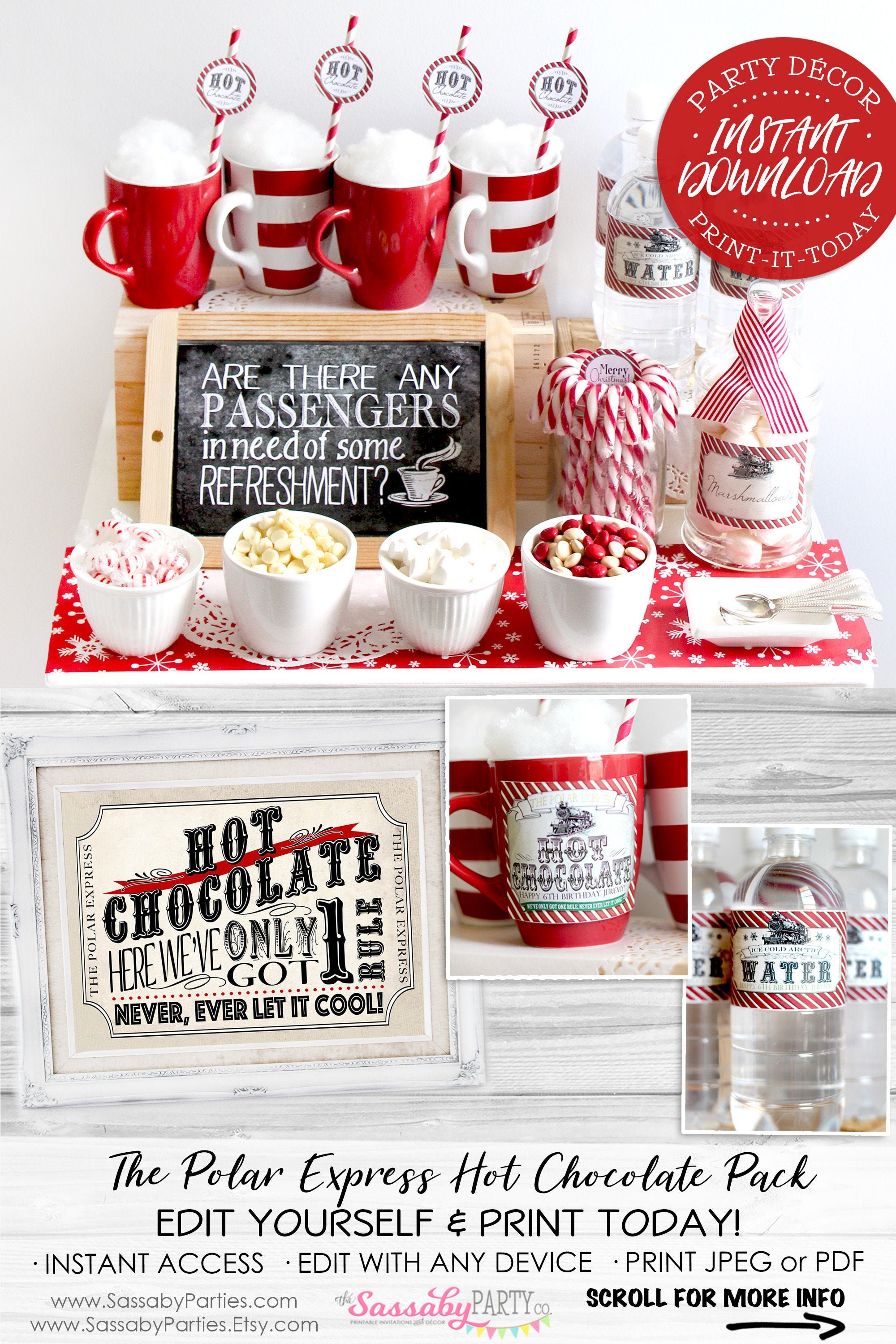 Polar Express Hot Chocolate Pack INSTANT DOWNLOAD Edit Print