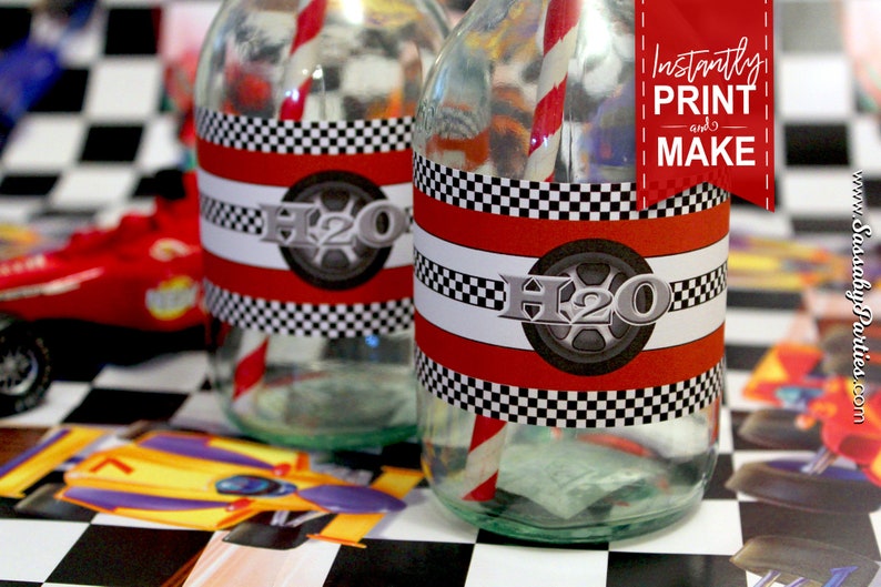 racing car water bottle labels instant download printable etsy