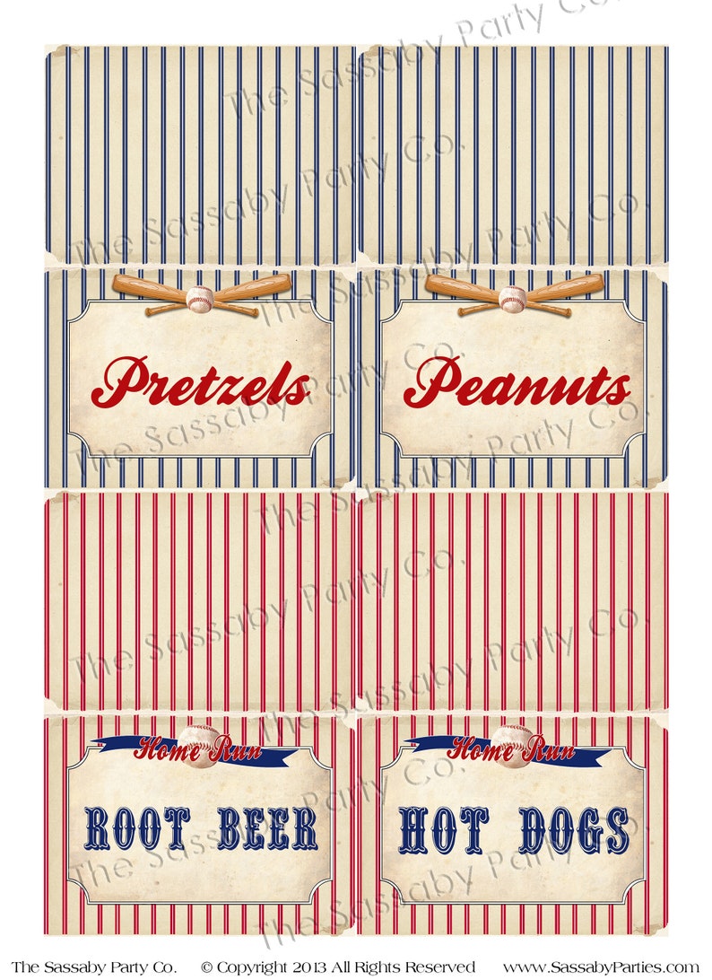 Vintage Baseball Party Etiketten - INSTANT DOWNLOAD - Bearbeitbare & druckbare Geburtstagsfeierdekorationen, Dekor, Essenstisch, Tags, Geschenkkarten Bild 5
