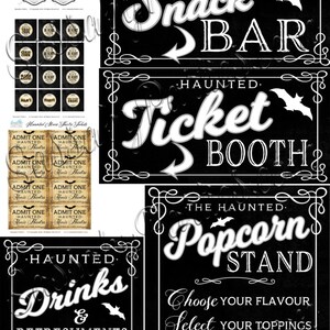 Halloween Horror Movie Party Pack, Posters, Signs, Popcorn Labels, Food Tent Cards, Decor, Decorations, Banner, Bunting, Haunted, Edit Yourself, Editable, Instant Download, Printable, Print Yourself,