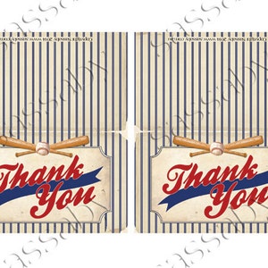 Vintage Baseball Thank You Cards - INSTANT DOWNLOAD - Printable ...