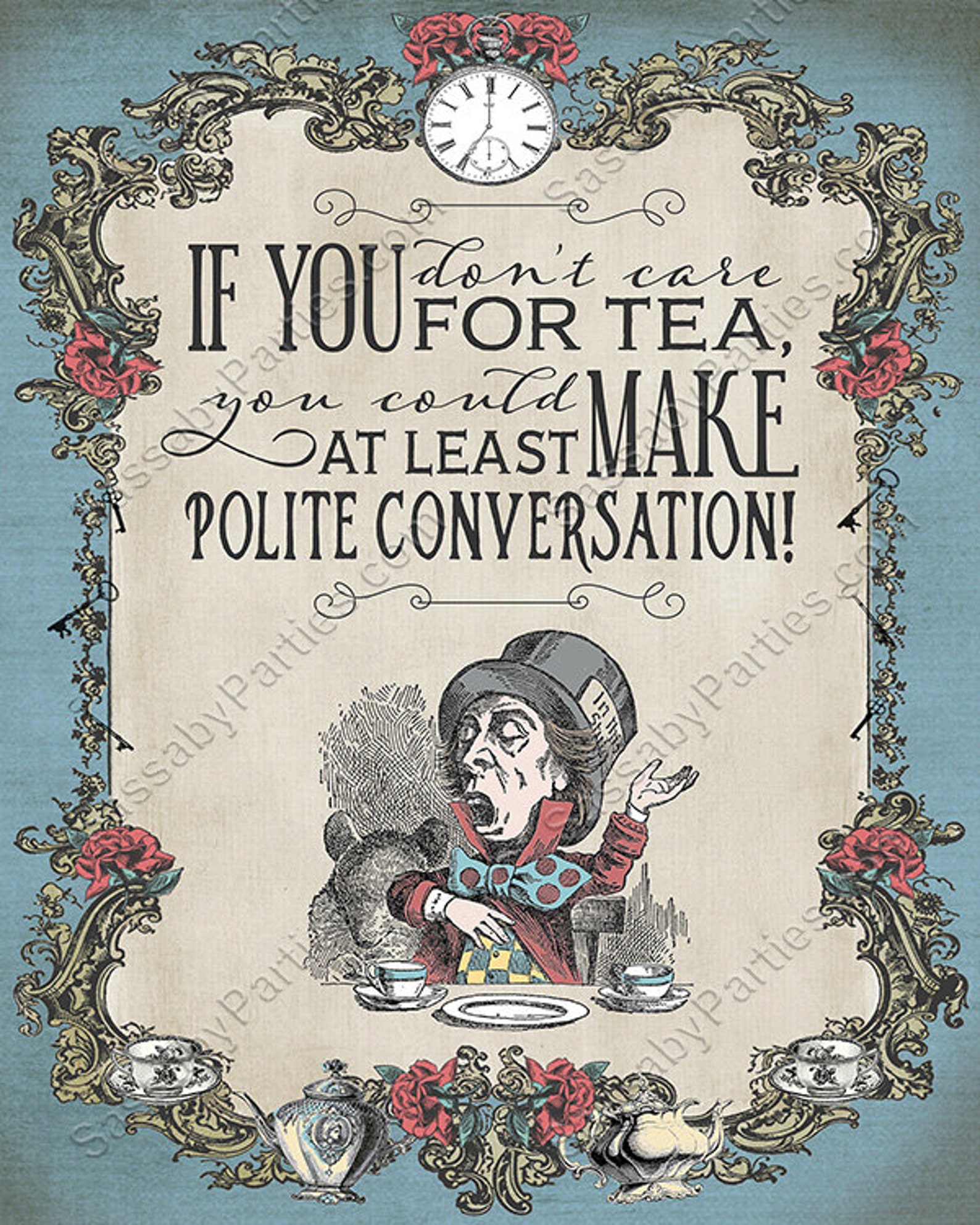 Mad Hatter Tea Party Poster INSTANT DOWNLOAD Alice in Etsy