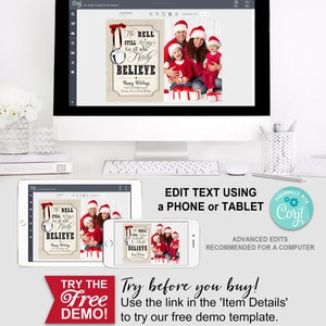 Polar Express Christmas Card - INSTANT DOWNLOAD - Edit & Print, Photo, Picture, Xmas Family Portrait, Printable, Believe, Bell Still Rings image 3