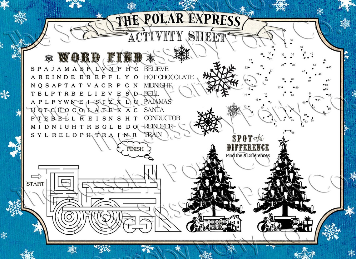Polar Express Activity Sheets INSTANT DOWNLOAD Printable - Etsy