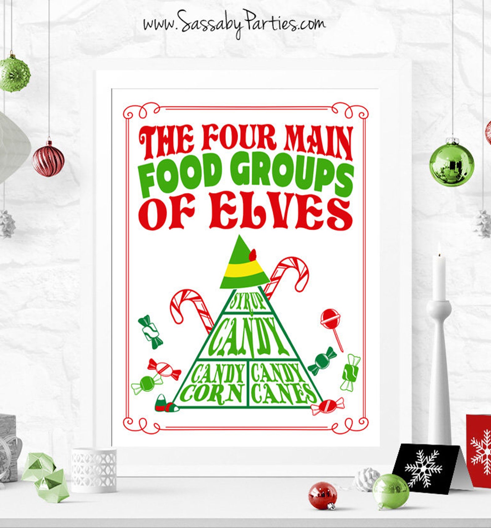 ELF Christmas Poster 4 Main Food Groups of Elves INSTANT - Etsy