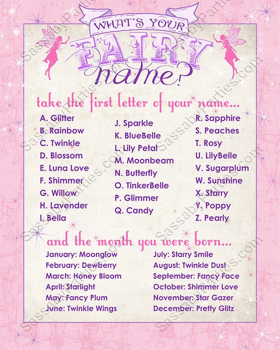 Fairy Name Poster INSTANT DOWNLOAD Printable Party Sign, 46 OFF