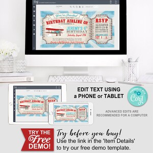 Airplane Birthday Party Invitation, Invite, Edit Text, Editable, Printable, Print Yourself, Instant Download, Plane, Aeroplane, Airline, Birthday, Baby Shower, Decor, Decorations