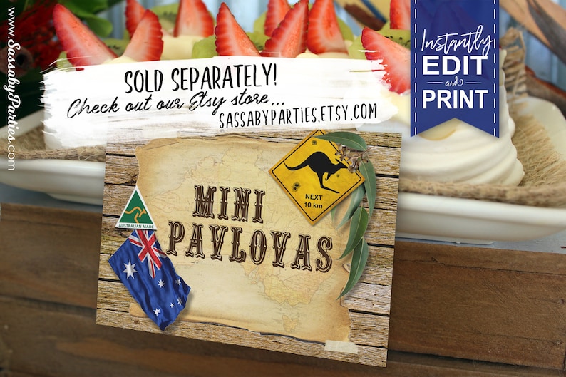 Australia Party Food Cupcake Toppers INSTANT DOWNLOAD Etsy