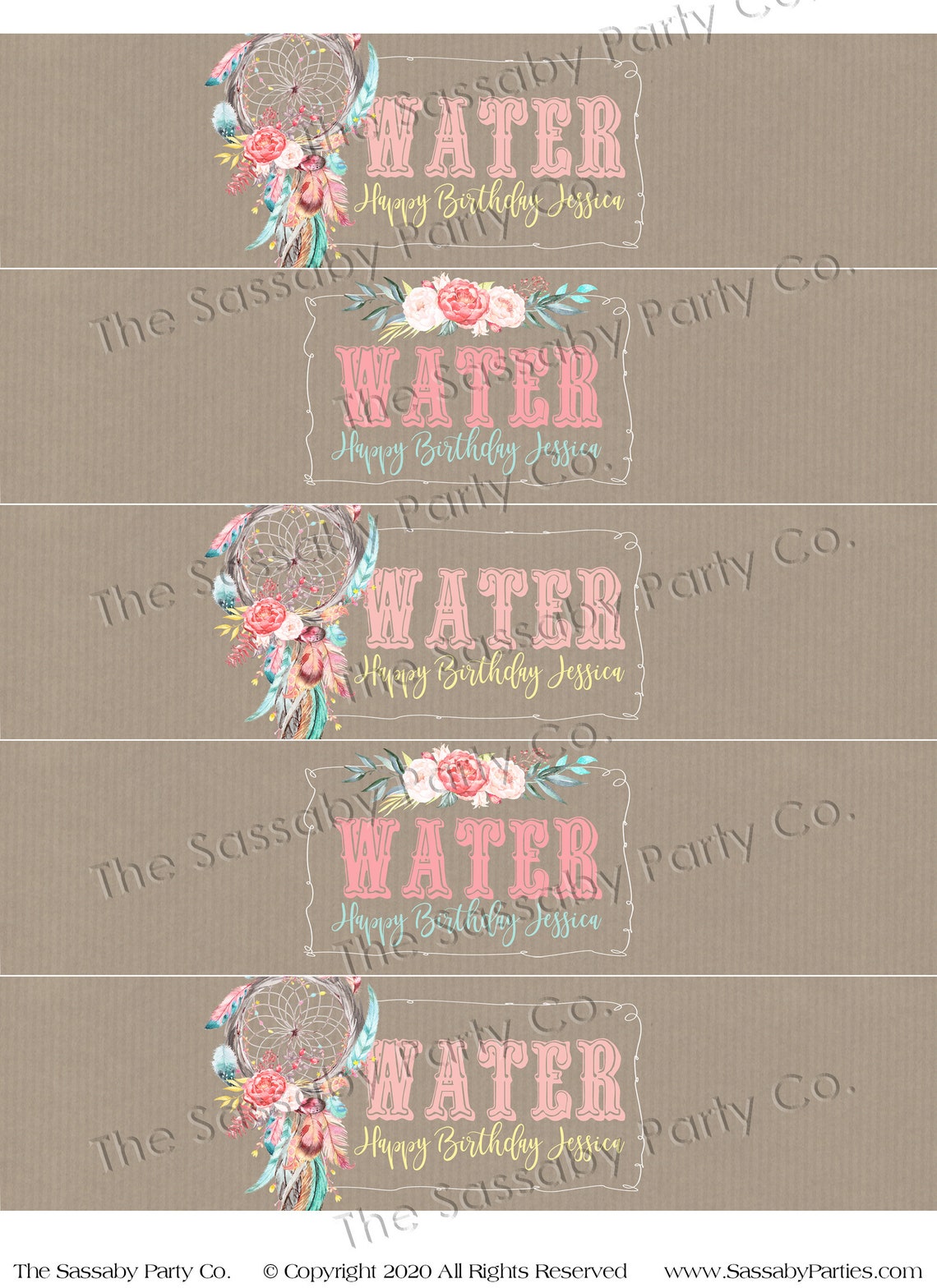 Boho Chic Water Bottle Labels INSTANT DOWNLOAD Editable & Etsy