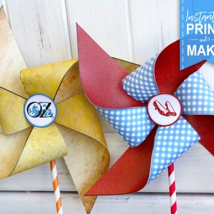 Wizard of Oz Pinwheels - INSTANT DOWNLOAD - Printable Birthday Party Decor, Template, Decorations by Sassaby Parties
