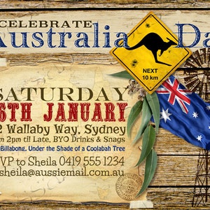 Australia Day Invitation, Party Invite, Edit Text, Editable, Koala, Kangaroo, Australia Bday, Aussie Party, True Blue, Outback, BBQ, Instant Download, Printable, Print Yourself,