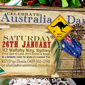 Australia Day Invitation, Party Invite, Edit Text, Editable, Koala, Kangaroo, Australia Bday, Aussie Party, True Blue, Outback, BBQ, Instant Download, Printable, Print Yourself,