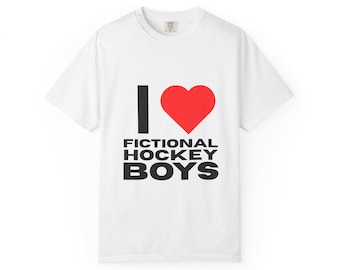 I Heart Fictional Hockey Boys Tee | Hockey Romance Shirt | Book Boyfriend Graphic Tee | Heated Rivalry & Off Campus Inspired