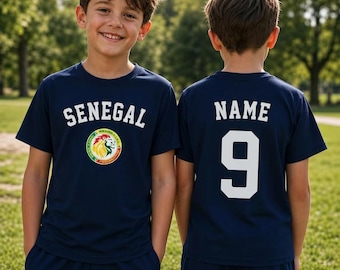 Personalized Senegal Youth Soccer Shirt, Custom Lions of Teranga Football Jersey for Boys and Girls, Kids Senegal Sports Fan Gift Idea
