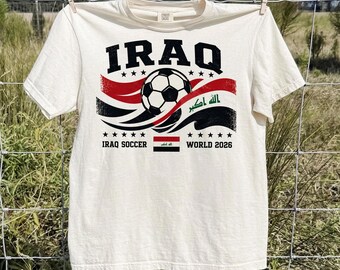 Iraq Soccer Cup 2026 Shirt, Retro Iraq Football Fan Tee, National Team Supporter Gift, Vintage Match Day Soccer Apparel