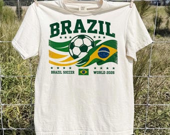 Brazil Soccer Cup 2026 Shirt, Retro Brazil Football Fan Tee, National Team Supporter Gift, Vintage Match Day Soccer Apparel