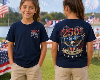 USA 250th Anniversary Kids Shirt, 4th of July 1776-2026 Patriotic Tee, Semiquincentennial Youth T-shirt, American Eagle Boys Outfit