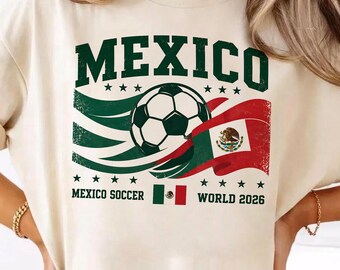 Camiseta del Mundial de México 2026, Camiseta retro para aficionados al fútbol mexicano, Regalo para seguidores de la selección nacional, Ropa vintage para el día del partido