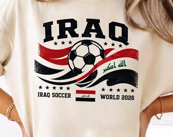 Camiseta de la Copa de Fútbol de Irak 2026, camiseta retro para aficionados al fútbol iraquí, regalo para seguidores de la selección nacional, ropa vintage para el día del partido.