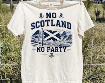 Camiseta de Glen Coe de Escocia, camiseta con paisaje de las Tierras Altas escocesas, camiseta gráfica "No Scotland No Party", regalo para seguidores del Tartan Army