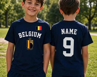 Belgium Kids T-shirt, Youth Belgian Football Fan Gear, Custom National Team Style Shirt, Toddler Belgium Flag Top, Personalized Sport Gift