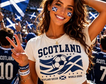 Camiseta infantil de fútbol de Escocia, top corto vintage para aficionados al fútbol de Escocia, camiseta gráfica del Mundial 2026, estética blokecore, top ajustado con la bandera escocesa