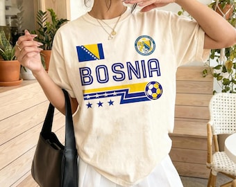 Camiseta de fútbol vintage de Bosnia, regalo vintage para aficionados al fútbol de Bosnia, camiseta del Mundial 2026, camiseta de la selección nacional de fútbol de Bosnia