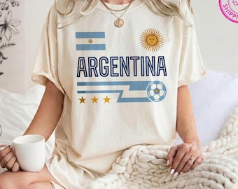 Camiseta vintage de fútbol de Argentina, regalo vintage para aficionados al fútbol argentino, camiseta del Mundial 2026, camiseta de la selección nacional de fútbol de Argentina