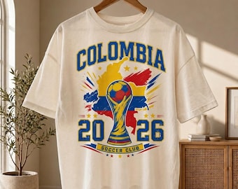 Vintage Colombia Soccer Club 2026 Design, Colombian Pride Shirt, Retro Soccer Trophy Map Graphic, Futbol Lover Gift, Sportswear