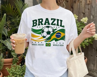 Camiseta de la Copa Brasileña de Fútbol 2026, Camiseta retro para aficionados al fútbol brasileño, Regalo para seguidores de la selección nacional, Ropa vintage para el día del partido