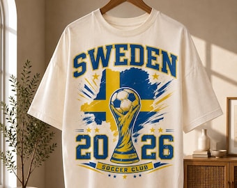 Vintage Sweden Soccer Club 2026 Design, Swedish Pride Shirt, Retro Soccer Trophy Map Graphic, Futbol Lover Gift, Sportswear
