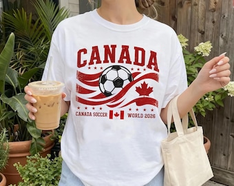 Camiseta de aficionado al fútbol canadiense, camiseta retro de fútbol canadiense, ropa de apoyo para la Copa Mundial de Fútbol 2026, regalo gráfico de la selección nacional