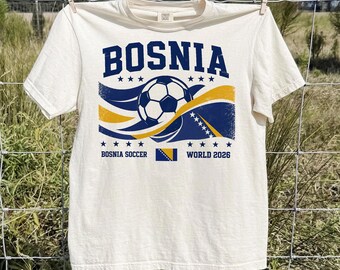 Vintage Bosnia Soccer Shirt, Vintage Bosnia Soccer Fan Gift, Soccer Cup 2026 Tee, Bosnia National Team Soccer Shirt