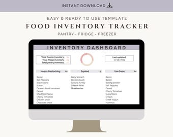 Śledzenie zapasów żywności w Arkuszach Google | Arkusz kalkulacyjny do śledzenia zapasów w lodówce i zamrażarce | Śledzenie dat ważności | Lista uzupełnień + Panel