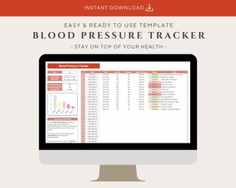 Szablon Arkuszy Google do śledzenia ciśnienia krwi | Dziennik zdrowia (wersja cyfrowa do pobrania)