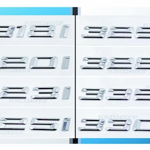 BMW 3 Series Emblem Letters CHROME 3D style ABS Rear Trunk Badge 318i, 320i, 325i, 328i, 330i, 335i 340i, 318d, 320d, 328d, 330d, 335d, 340d