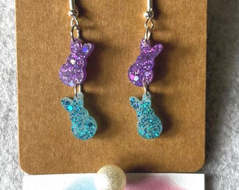 Easter Bunny Peep inspired dangle earrings