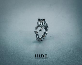Sterling Silver Cat Ring | Sculptural Animal Jewelry, Handmade in Estonia