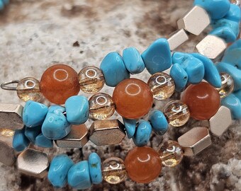 Boho Türkis Perlen Armband: Handgemachter Schmuck