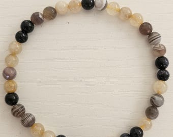 Citrine Botswana Agate Beaded Crystal Bracelet