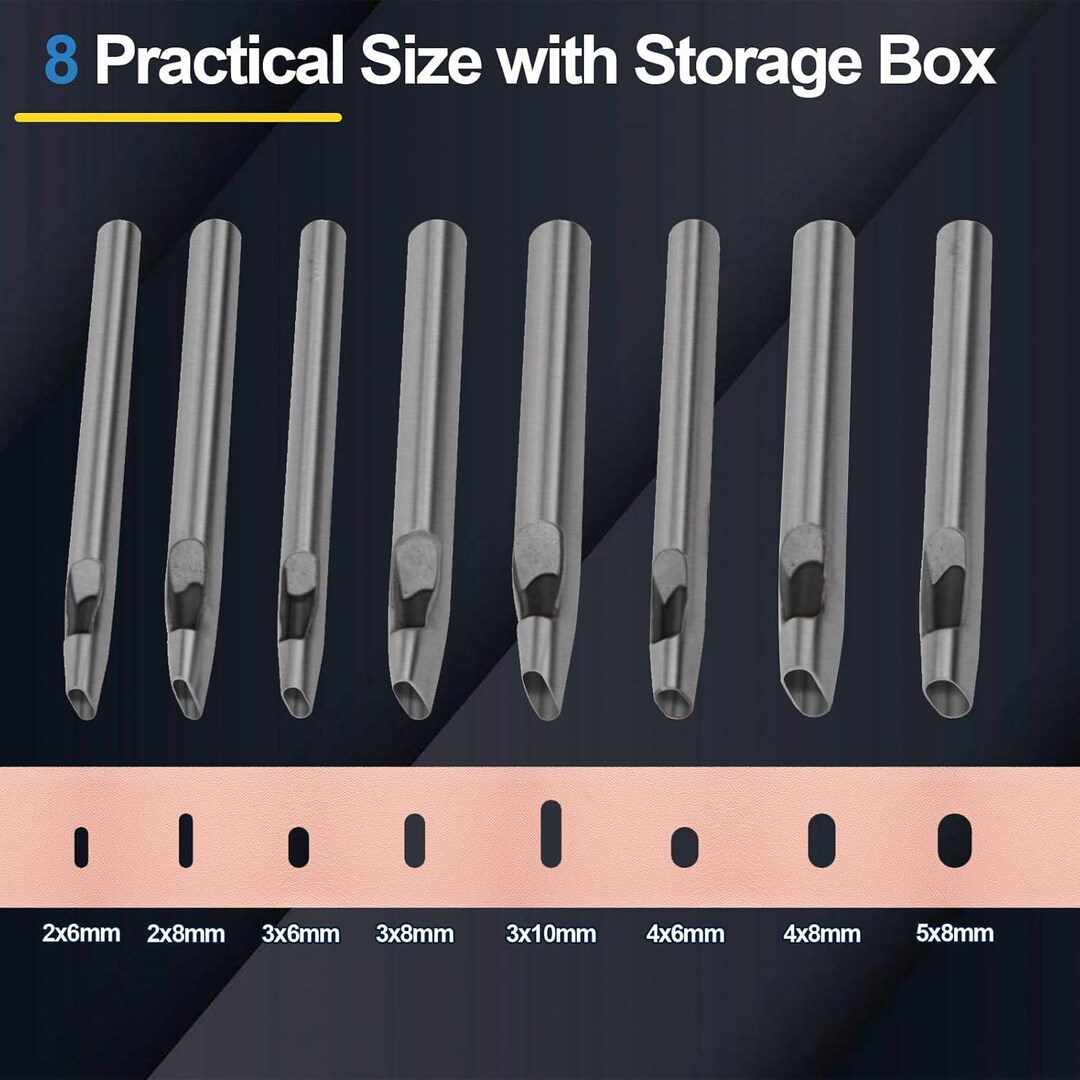 8 Size Oval Leather Hole Punch Set – Steel Belt & Watch Strap Tool Kit ...