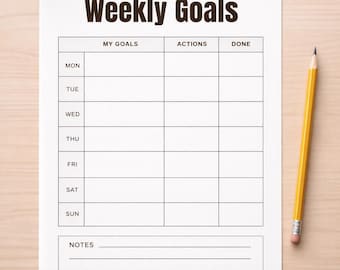 Weekly Goals Planner Printable | Minimalist Letter Size (PDF & PNG)