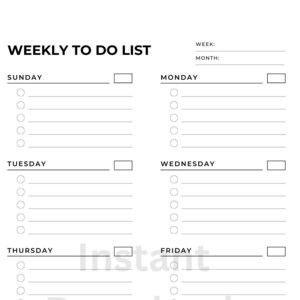 Afdrukbare wekelijkse takenlijst, taakplanner (pdf-download)